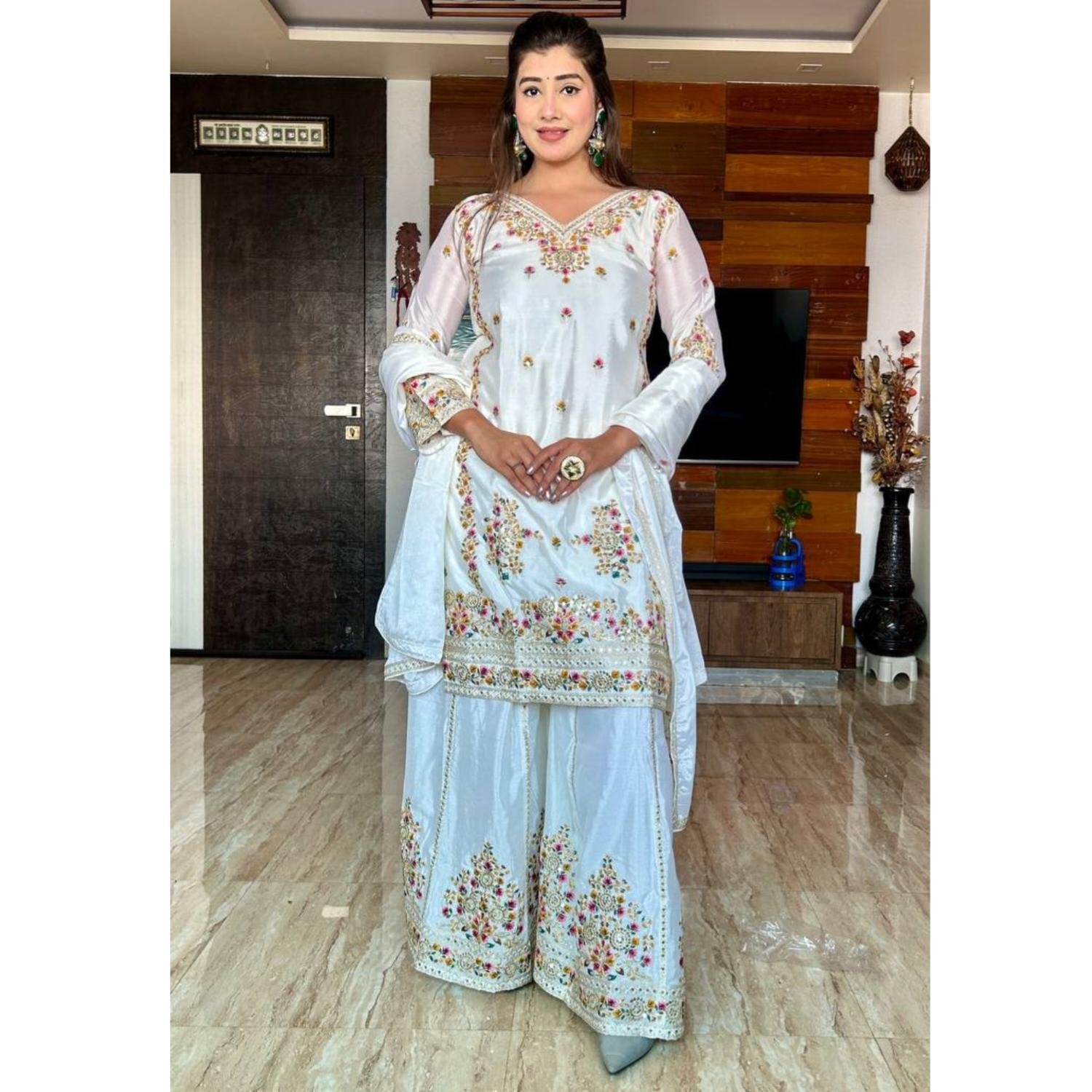 Pure Cinon Silk With Heavy Embroidery - Image 2