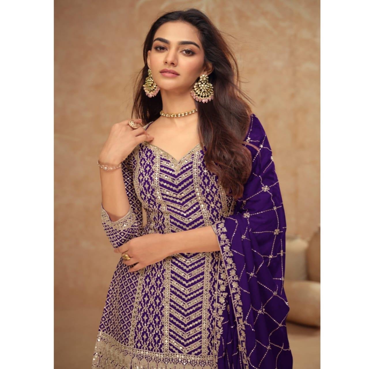 Gulkayra Designer Palak Sharara Suit - Image 2