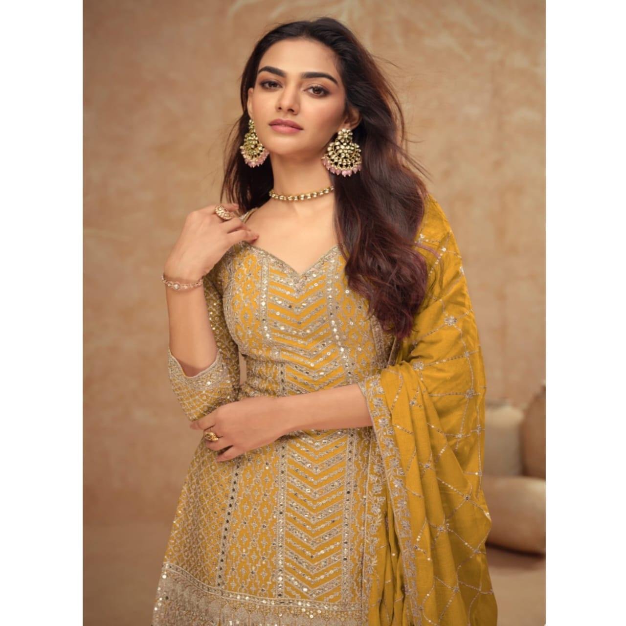 Gulkayra Designer Palak Sharara Suit - Image 2