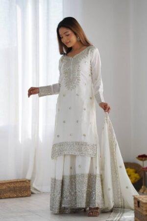 Heavy Chinnon Silk With Embroidery