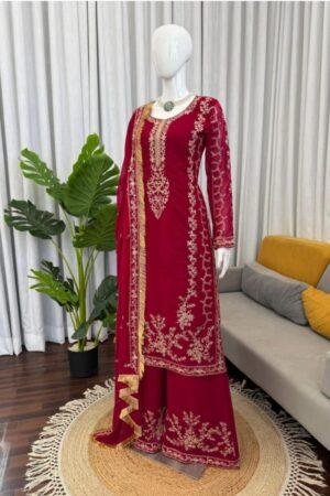 Faux Georgette Thread & Sequence Palazzo Set