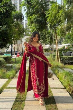 Faux Georgette Thread & Sequence Palazzo Set