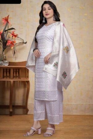 Premium Gorgete Top with beautiful chikankari