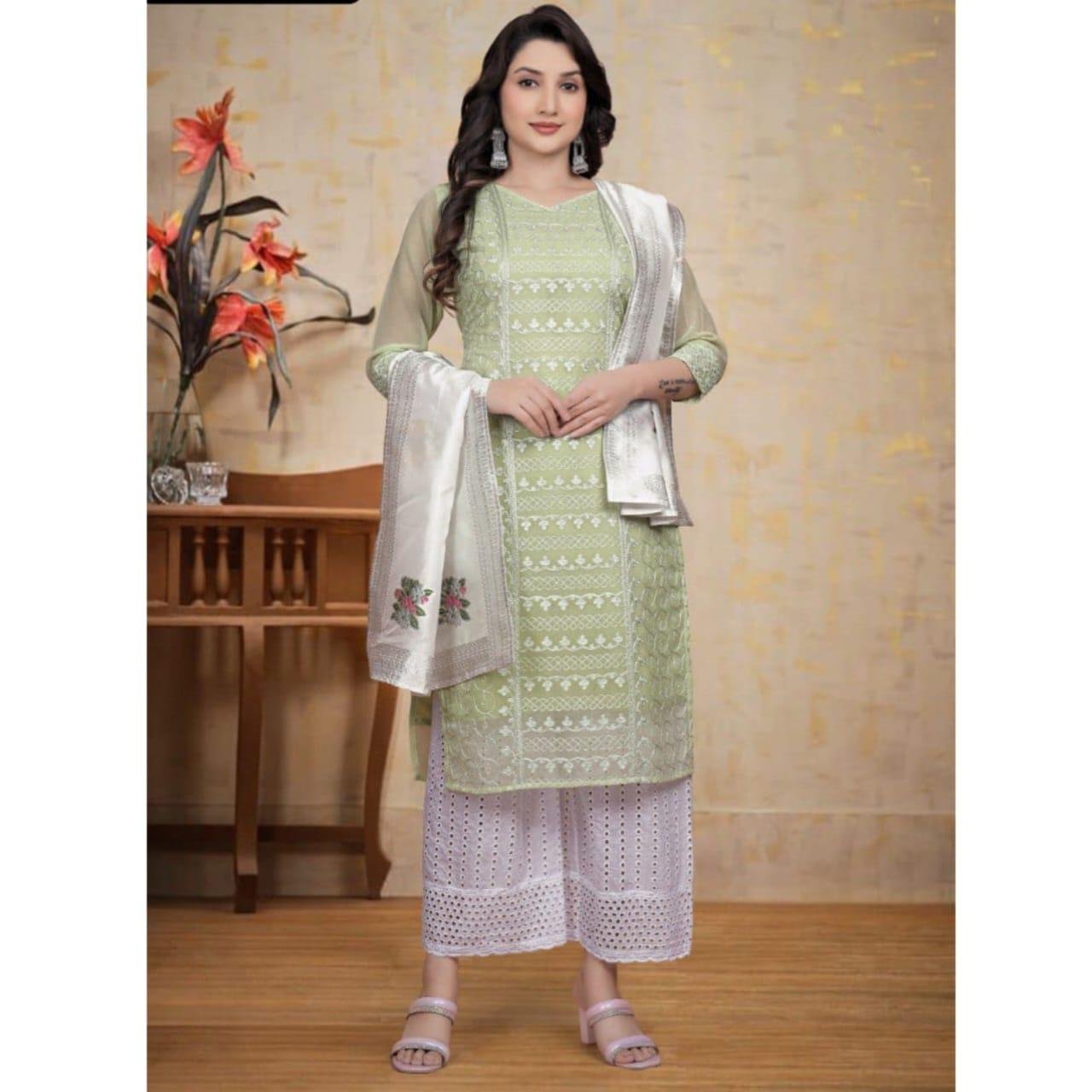 Premium Gorgete Top with beautiful chikankari - Image 4