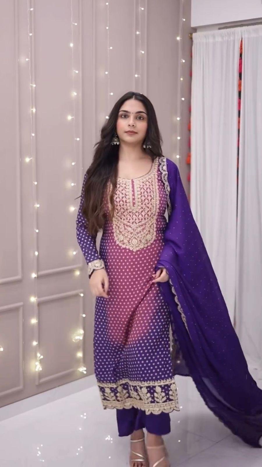 Printed Chinon Sequence Embroidery - Image 3