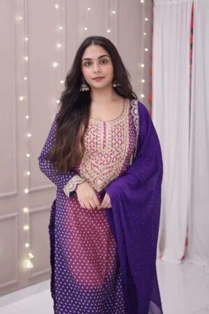 Printed Chinon Sequence Embroidery