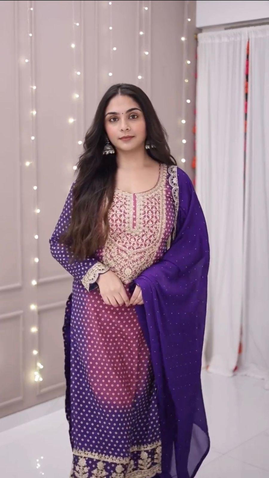 Printed Chinon Sequence Embroidery - Image 2