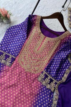 Printed Chinon Sequence Embroidery