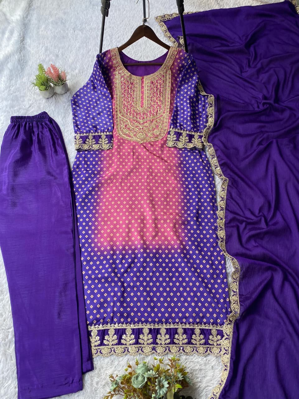 Printed Chinon Sequence Embroidery - Image 4