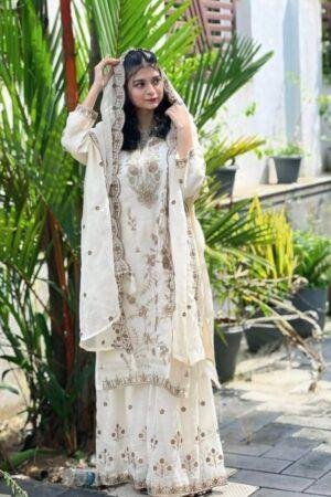 Chinon Silk Zari & Sequence Embroidery