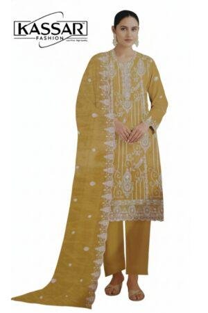 Glass Organza Rolex Unstitched Part Wear Suit with Heavy Embroidery & Dupatta
