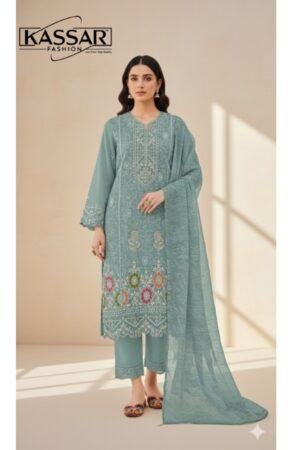 Glass Organza Heavy Jarkan Embroidered Suit with French Pech Work & Designer Dupatta