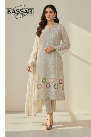 Glass Organza Heavy Jarkan Embroidered Suit with French Pech Work & Designer Dupatta