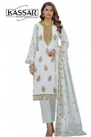 Crunchy Unstitched Part Wear Suit with Jarkan Work Dupatta | Kassar Fashion