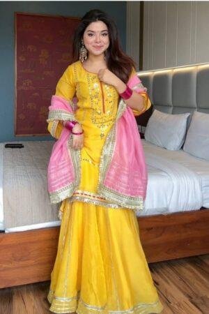 Pure Kundan Organza Silk Embroidered