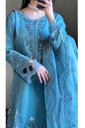 Designer Wear Exclusive Georgette Suit Set with Pant & Dupatta