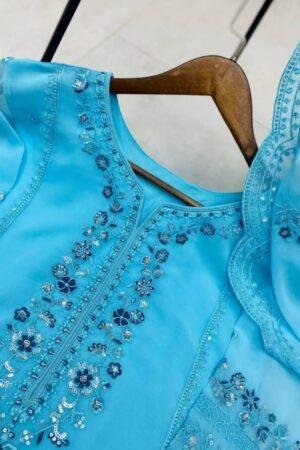 Designer Wear Exclusive Georgette Suit Set with Pant & Dupatta