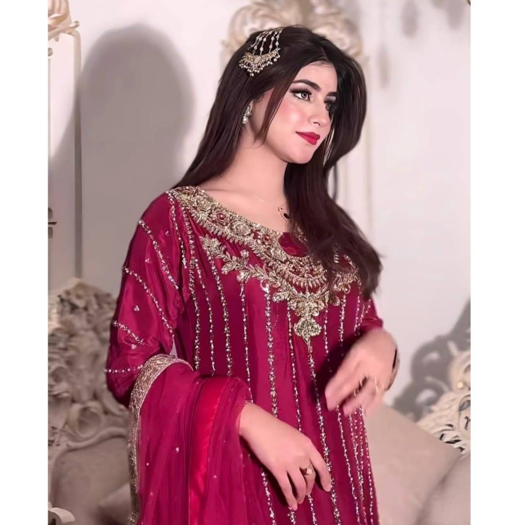 Launching New 🦋 Designer Party Wear Look Pure Chinon Silk