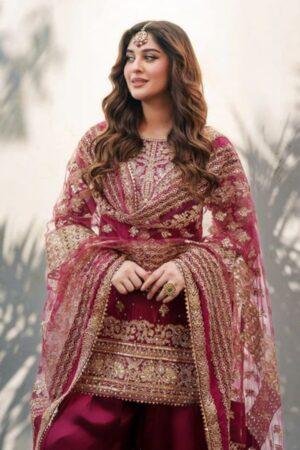 Natural Crepe Thread & Sequence Embroidery