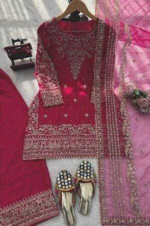 Natural Crepe Thread & Sequence Embroidery