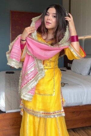 Pure Kundan Organza Silk Embroidered