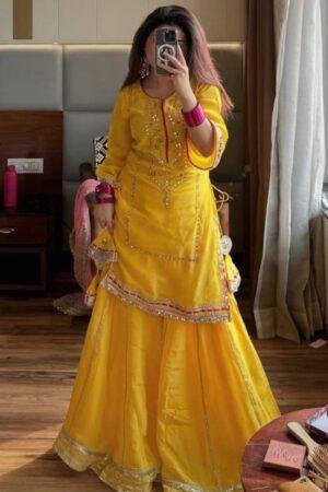 Pure Kundan Organza Silk Embroidered